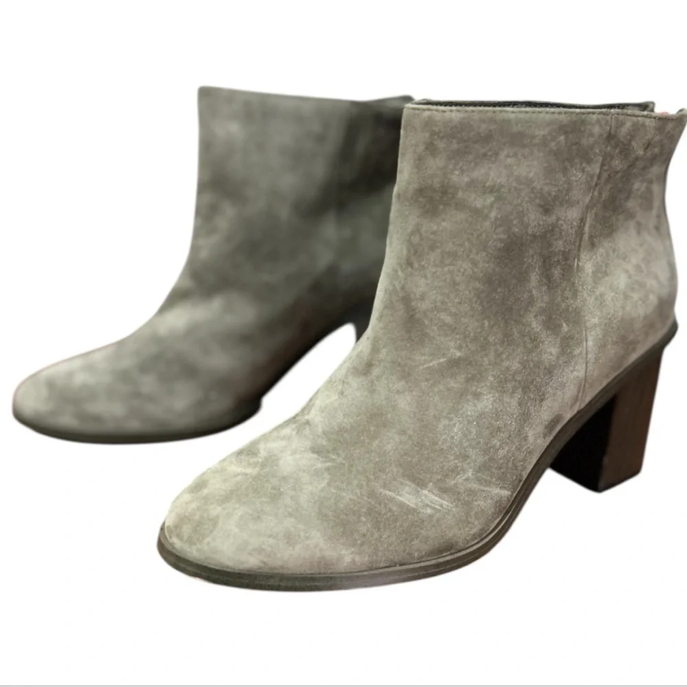 Splendid Suede Block Heel Ankle Boots Olive Green Sz 7.5